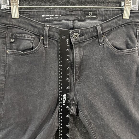 AG Adriano Goldschmied Jeans Womens 27 Black Legging Ankle Super Skinny Raw Hem - Picture 8 of 12